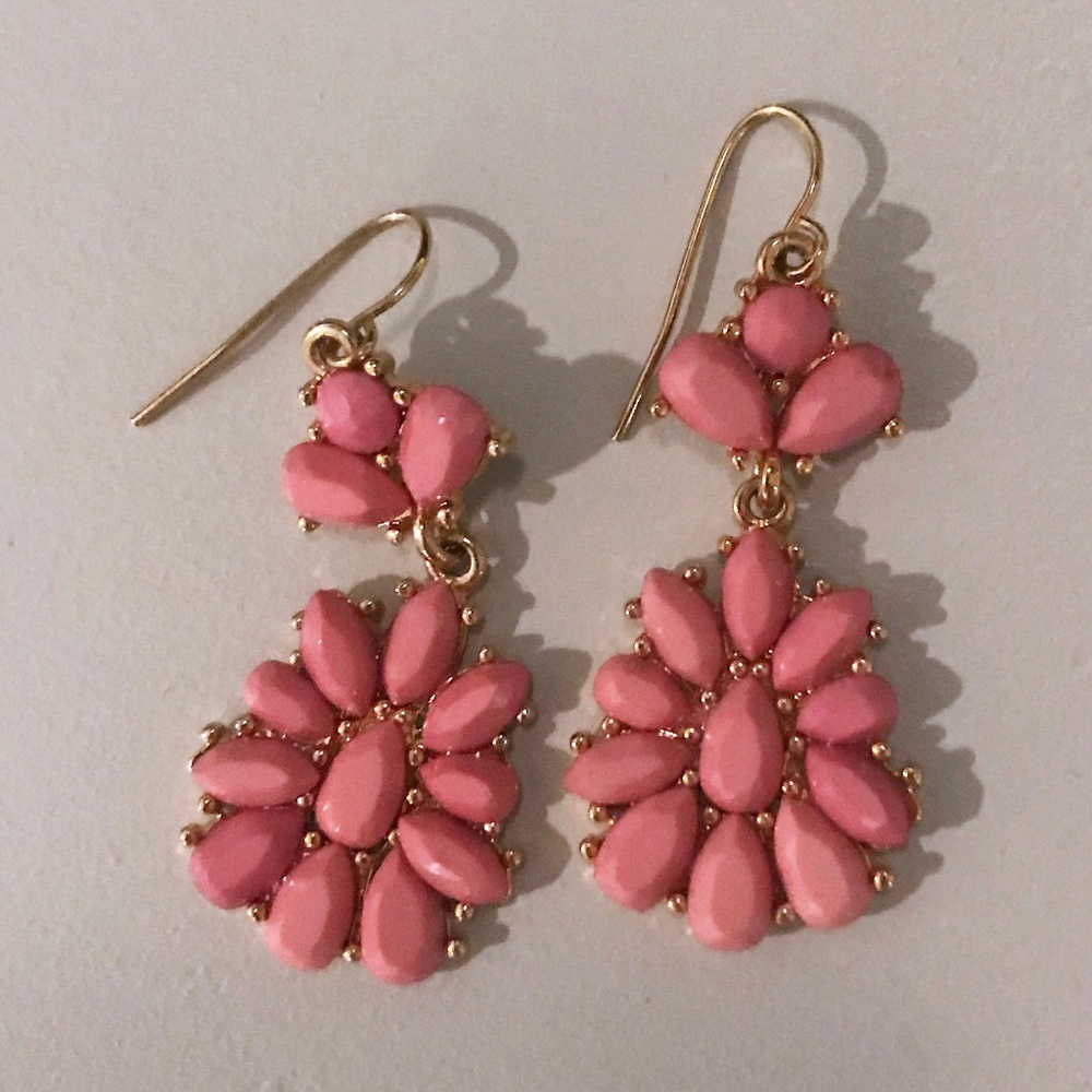 Pink Dangle Earrings with Gold